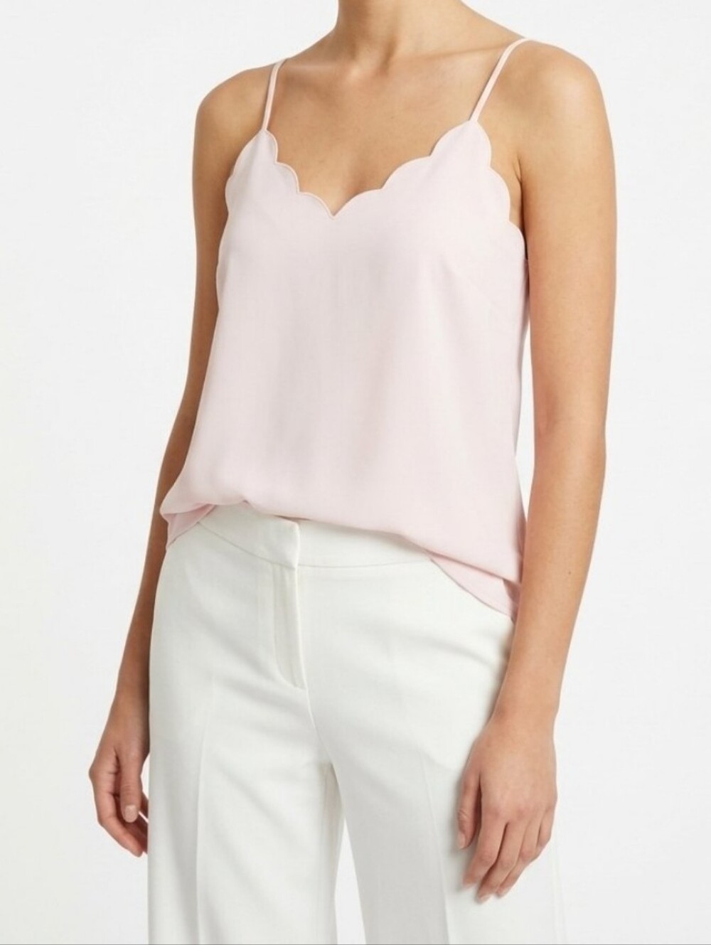 J By J Crew Scalloped Edge Tank Top Cami Spaghetti Strap Light Pink Sz 2